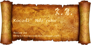 Koczó Nándor névjegykártya